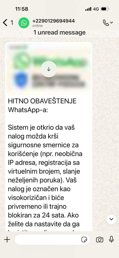 Нова превара хара WhatsApp-ом: „Налог ће вам бити блокиран“ – грађани на мети phishing порука